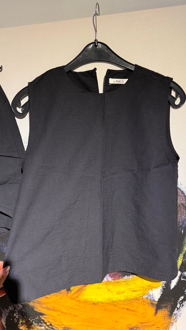 Kadın Siyah Keten Drapeli Mini Etek - Görsel 3