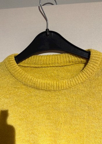 Sarı Kadın Uzun Kollu Yün Kazak - Görsel 4