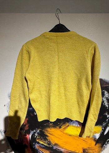 Sarı Kadın Uzun Kollu Yün Kazak - Görsel 5