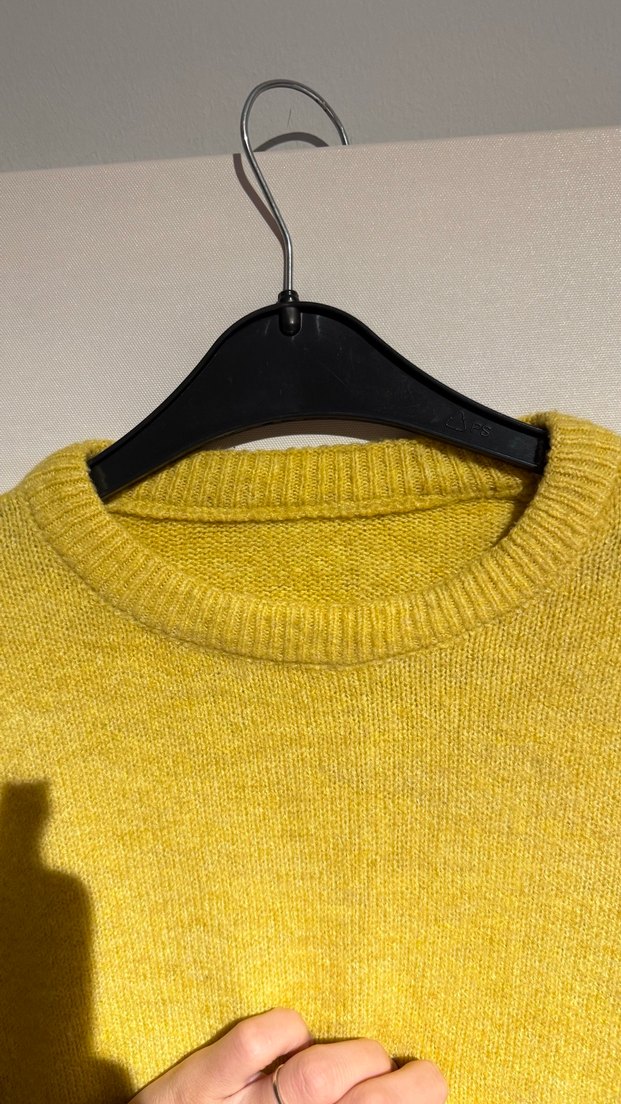 Sarı Kadın Uzun Kollu Yün Kazak - Görsel 4