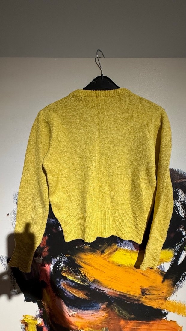 Sarı Kadın Uzun Kollu Yün Kazak - Görsel 5