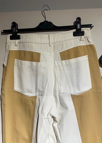 Beyaz Bej Pamuklu Kemerli Bol Kesim Kısa Pantolon - Görsel 7