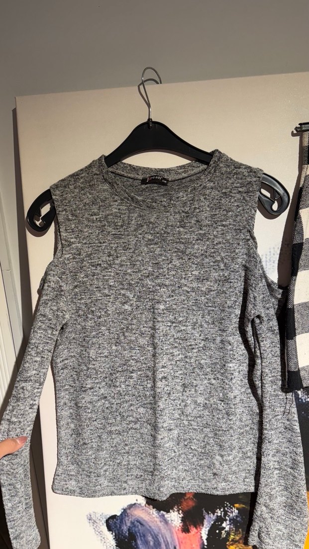 Gri Örgü Kadın Mini Etek Triko Kazak - Görsel 4