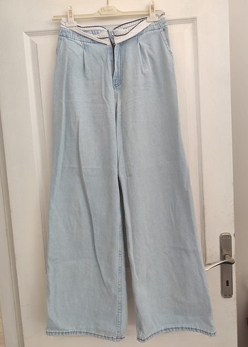 Beli Kemerli Rahat Kesim Midi Kot Pantolon