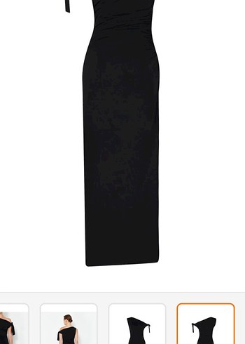 Siyah Askılı Uzun Straplez Elbise - Görsel 2