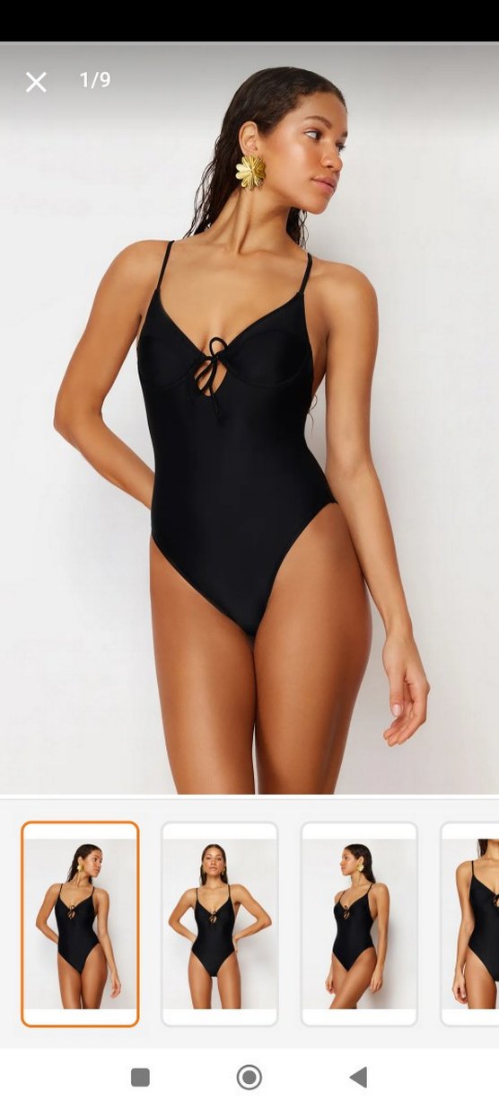 Kadın Siyah İnce Askılı Mayo - Görsel 3