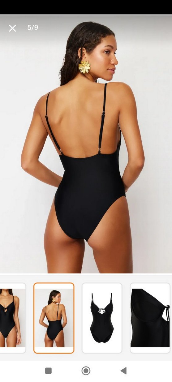 Kadın Siyah İnce Askılı Mayo - Görsel 2