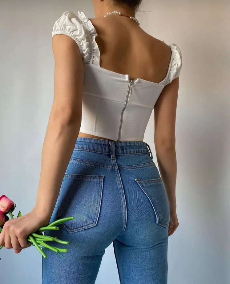 Dantel Detaylı Beyaz Straplez Bluz - Görsel 2