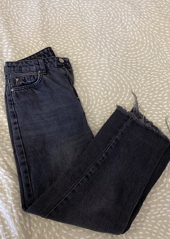 Gri Bol Kesim Midi Crop Jean - Görsel 4