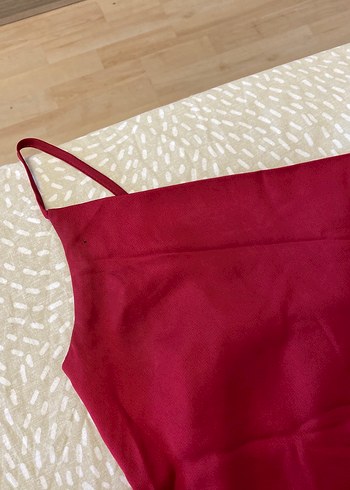 36 Beden bordo Renk Bordo V Yakalı Drapeli Mini Elbise