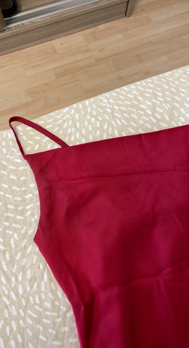 Bordo V Yakalı Drapeli Mini Elbise - Görsel 4