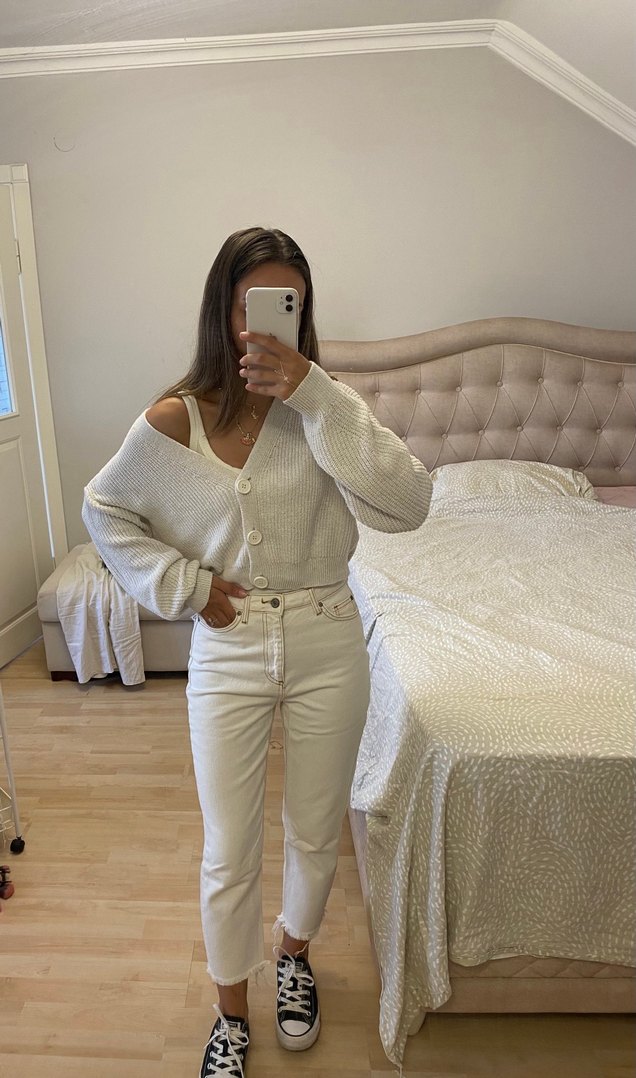 Kadın Ekru Crop Jean - Görsel 2