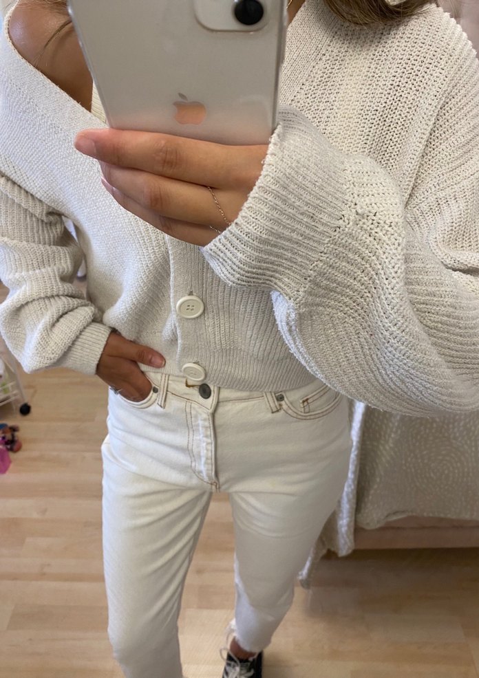 Kadın Ekru Crop Jean - Görsel 3