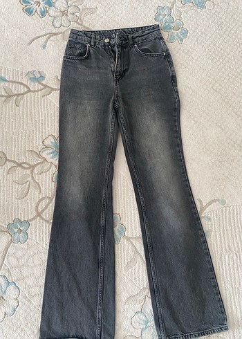 32 Beden Antrasit Wide Leg Kadın Kot Pantolon