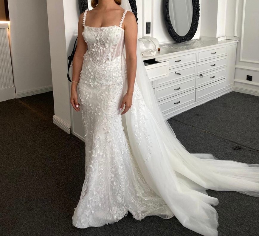 Beyaz Straplez Uzun Gelinlik - Görsel 3