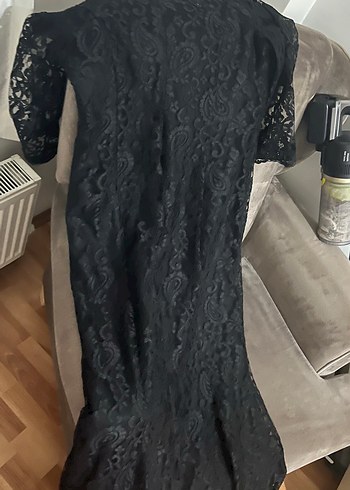 Abiye Uzun Siyah Dantel Gotik Abiye Elbise