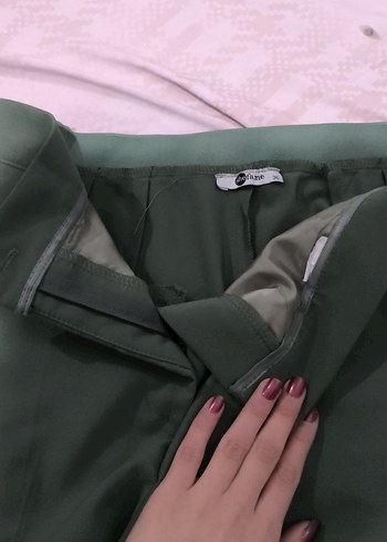 Kadın Haki Midi Kumaş Pantolon - Görsel 2