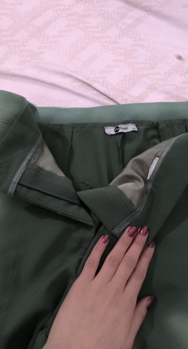 Kadın Haki Midi Kumaş Pantolon - Görsel 2