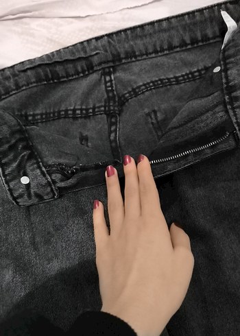 Gri Rahat Kesim Midi Kadın Kot Pantolon - Görsel 4