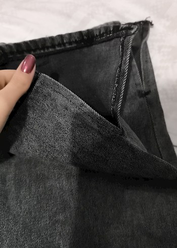 Gri Rahat Kesim Midi Kadın Kot Pantolon - Görsel 2