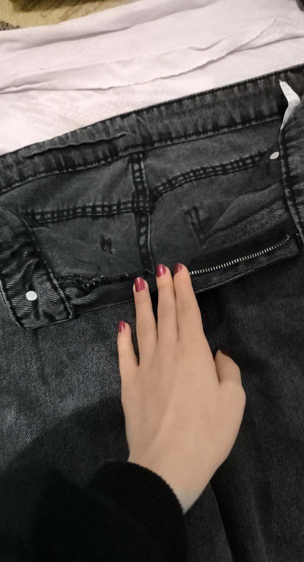 Gri Rahat Kesim Midi Kadın Kot Pantolon - Görsel 4