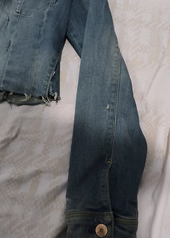 Kadın Mavi Düğmeli Kot Ceket - Görsel 4