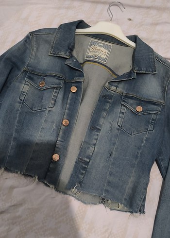 Kadın Mavi Düğmeli Kot Ceket - Görsel 2