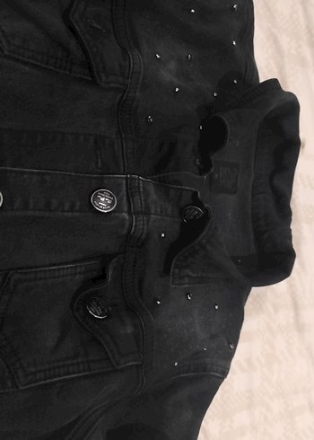 Siyah Düğmeli Kadın Kot Ceket - Görsel 3