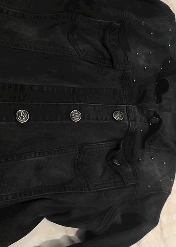 Siyah Düğmeli Kadın Kot Ceket - Görsel 2