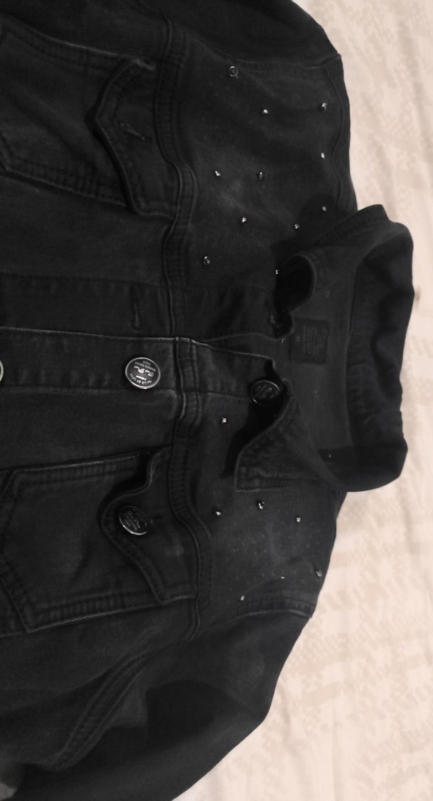 Siyah Düğmeli Kadın Kot Ceket - Görsel 3