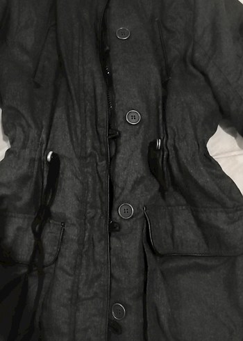 Düğmeli Siyah Kadın Kışlık Ceket - Görsel 2