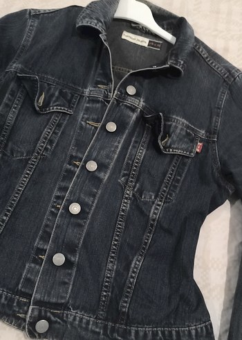 Kadın Gri Düğmeli Denim Ceket - Görsel 2