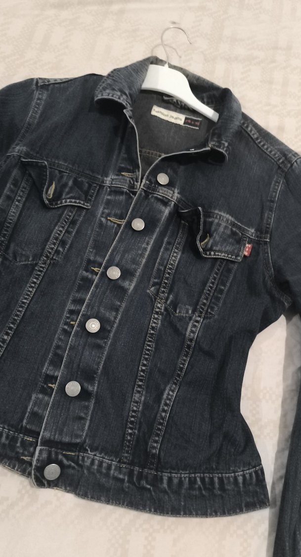 Kadın Gri Düğmeli Denim Ceket - Görsel 2