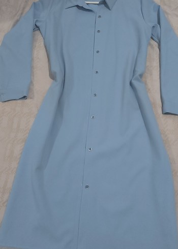 Mavi Düğmeli Uzun gömlek - Görsel 2