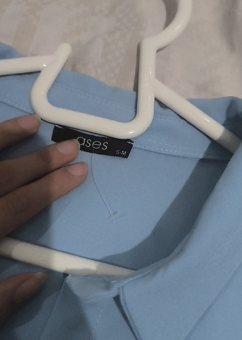 Mavi Düğmeli Uzun gömlek - Görsel 3