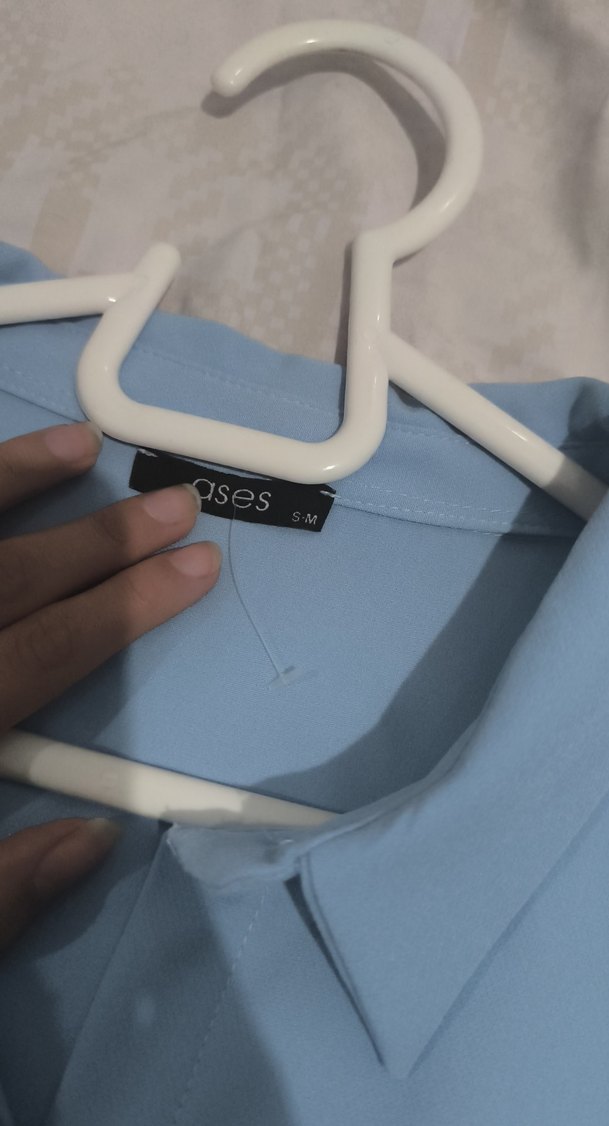 Mavi Düğmeli Uzun gömlek - Görsel 3