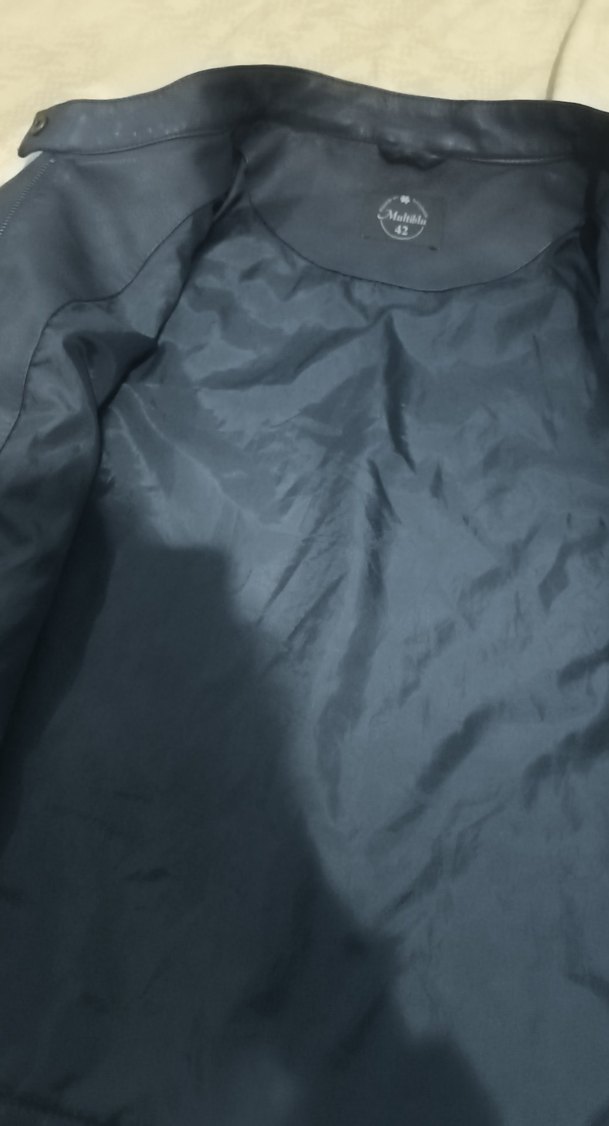 Mavi Deri Ceket, Normal Boy, Fermuarlı - Görsel 5