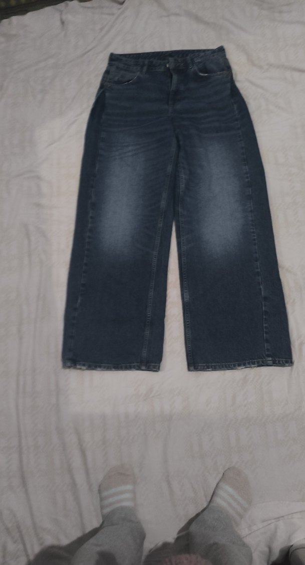 Gri Lacivert Salaş Midi Kot Pantolon - Görsel 3