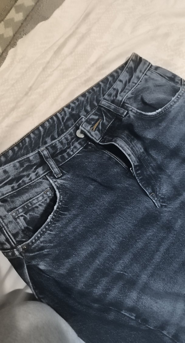 Gri Lacivert Salaş Midi Kot Pantolon - Görsel 2