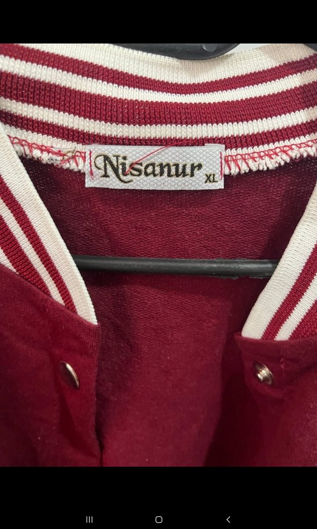 Bordo Beyaz Düğmeli Kadın Spor Ceket - Görsel 2