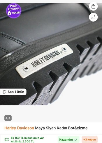 Harley Davidson Siyah Kadın Biker Bot - Görsel 3