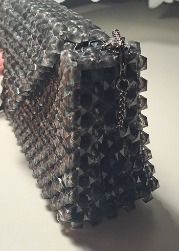 Zincir Detaylı Siyah Boncuk Kadın Çanta - Görsel 3