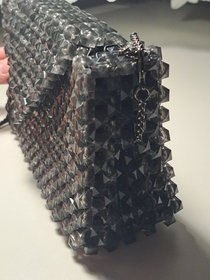 Zincir Detaylı Siyah Boncuk Kadın Çanta - Görsel 3