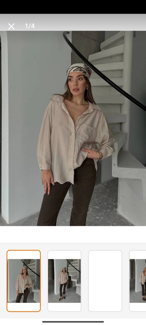 Bej Bol Kesim Kadın Keten Pantolon - Görsel 5