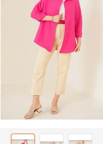 Pembe V Yaka Düğmeli Kadın Gömlek - Görsel 4