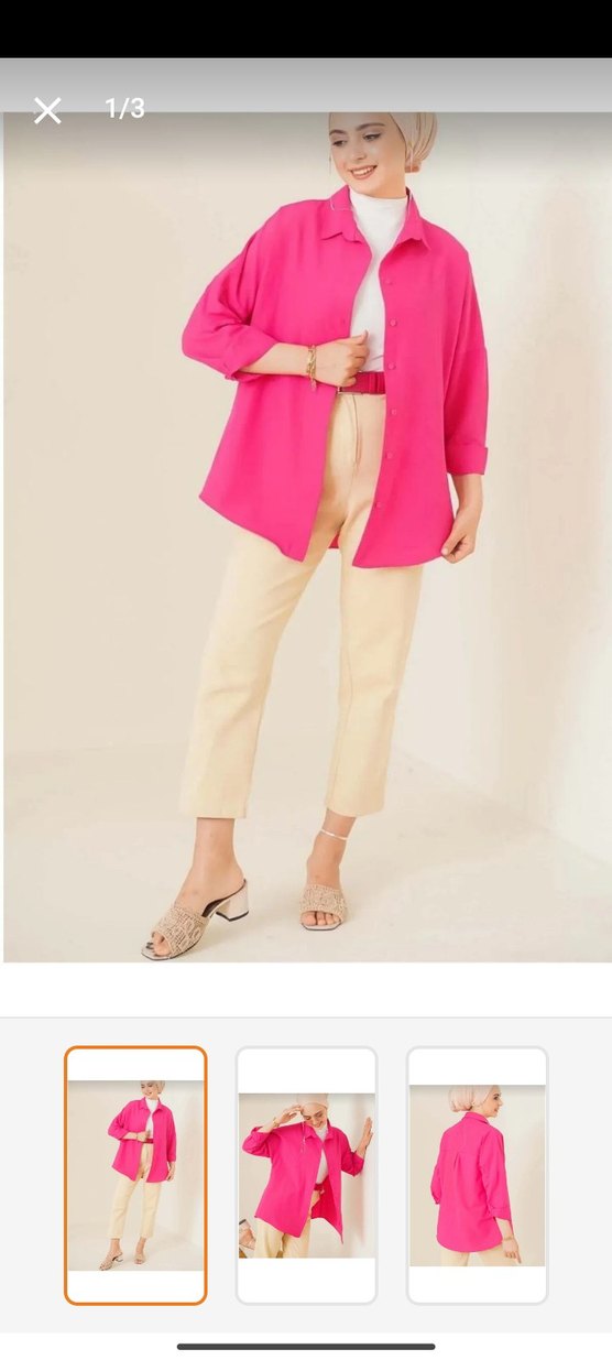 Pembe V Yaka Düğmeli Kadın Gömlek - Görsel 4