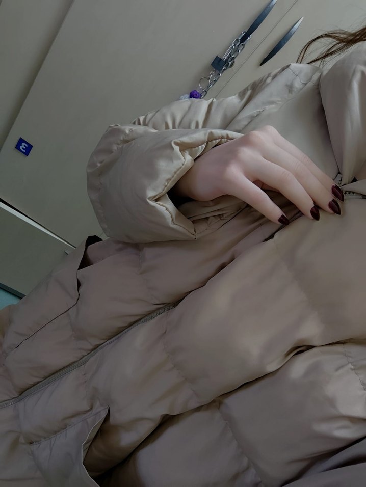 Bej Kapitone Kadın Kışlık Midi Mont - Görsel 3