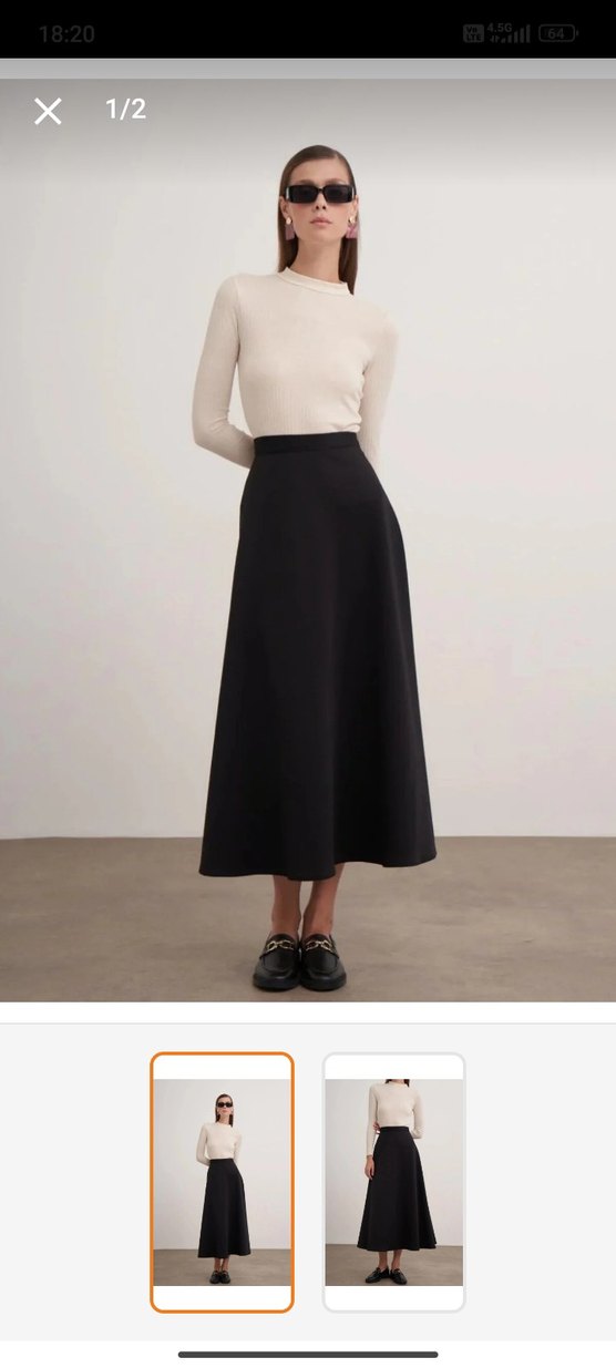 Siyah Uzun Kadın Etek - Görsel 5
