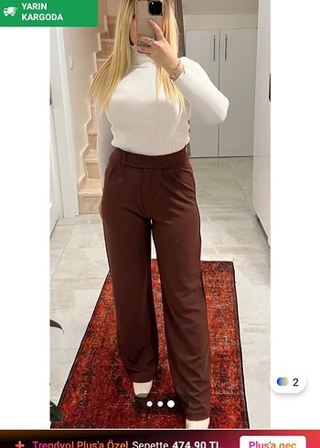 Kahverengi Midi Kumaş Kadın Pantolon - Görsel 6