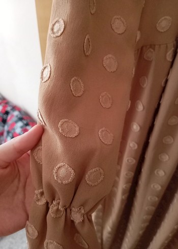 Bej Nakışlı Uzun Kollu Bohem Elbise - Görsel 4